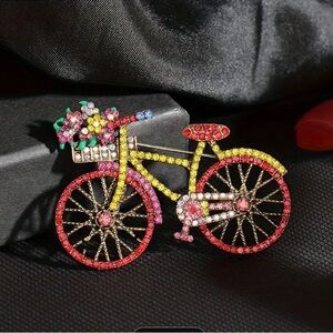 Crystal Bicycle Colorful Pin Brooch